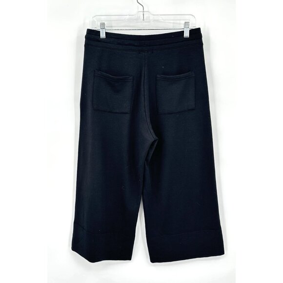 QUINCE wide leg pants cropped super soft drawstring fleece tencel black M - Picture 7 of 10